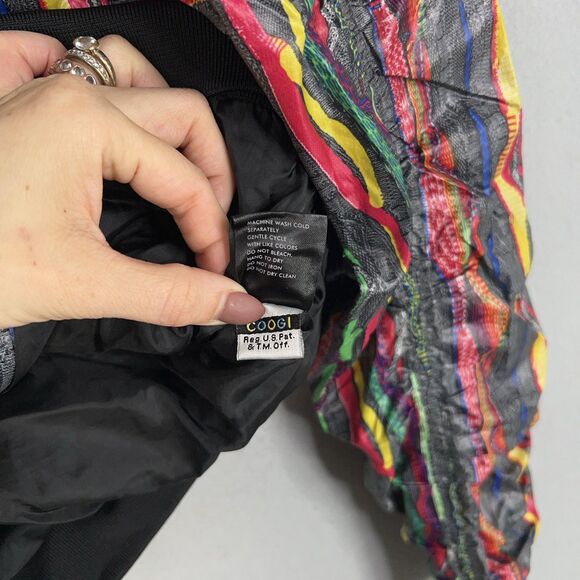 Coogi Jacket Womens Medium Bomber 3D Knit AOP Street Urban 90s Y2K Hip Hop - Picture 10 of 16